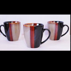 Lot of 3 Sango Pottery TEMPO Stoneware Coffee Cups / Mugs LOVELY!